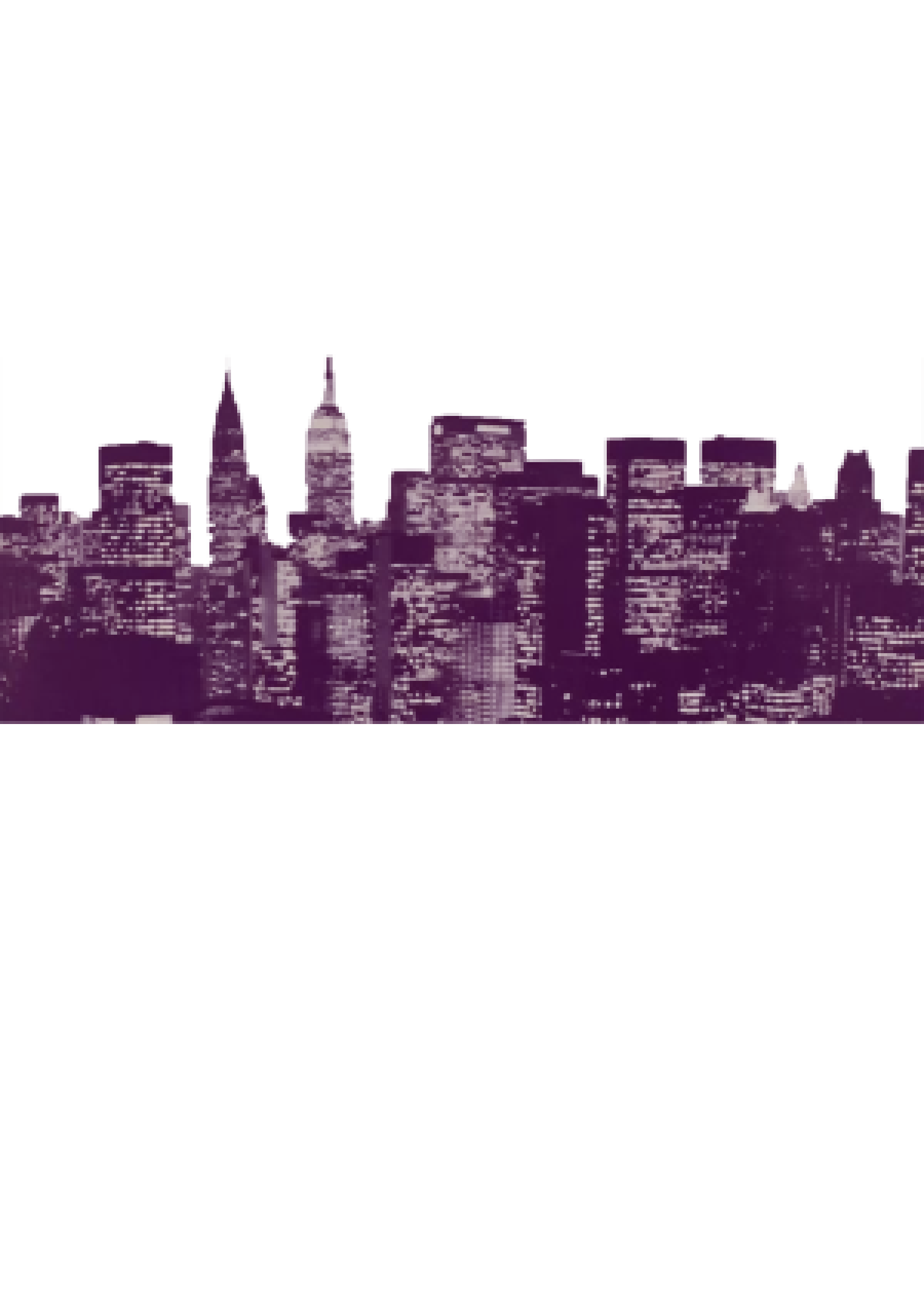 Placed behind the first collage is a second, hazier view of the New York City skyline. It's dyed a deep purple and clings like a shadow to the webpage.